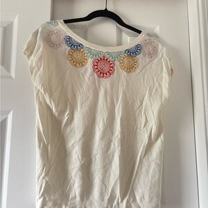 Embroidered Cream Women's Top